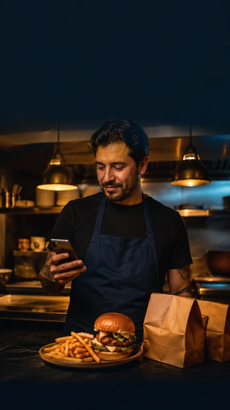 Escena ilustrativa de trabajo en un restaurante